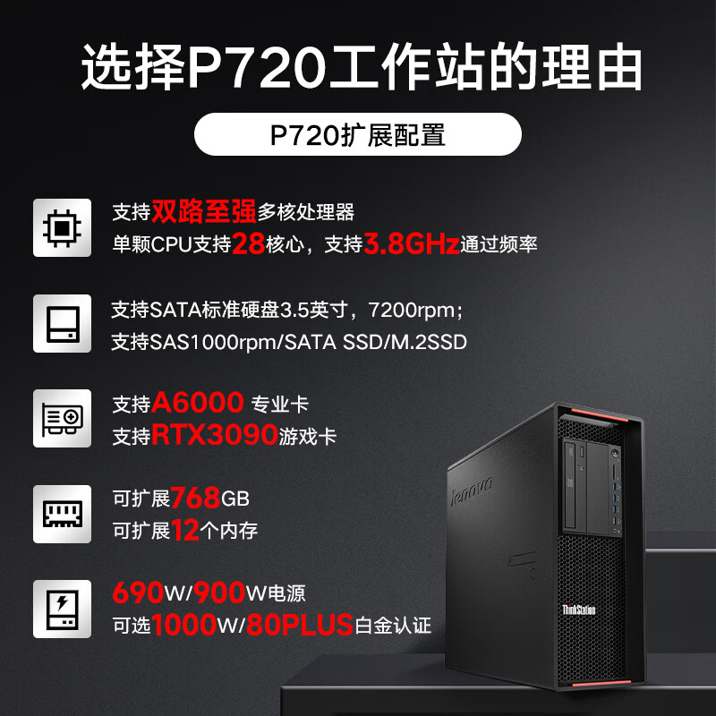 联想图形工作站P720/2*4210/32G/1T-SATA接口固态/P4000-8G显卡/WIN7 