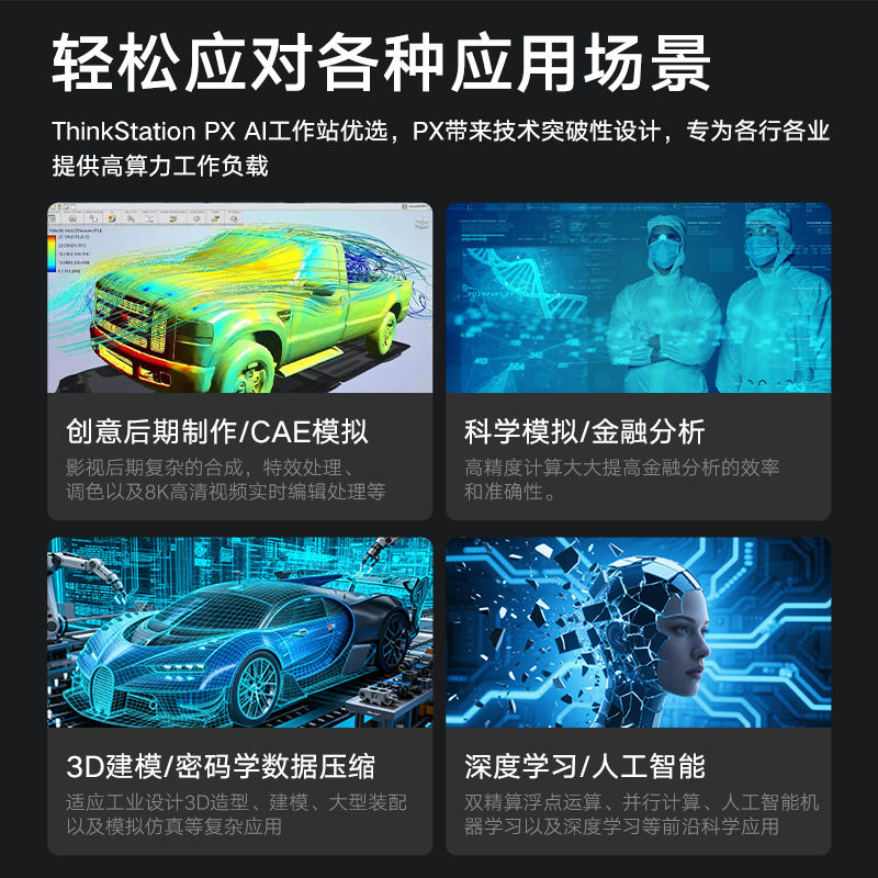 联想图形工作站ThinkStation PX训练推理电脑2*8562Y+/128G内存/2T固态+10T机械/2*RPO5000 48G